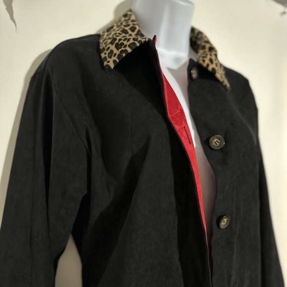 VINTAGE Jessica Howard Women’s Black Jacket with Leopard trim! - Picture 2 of 5